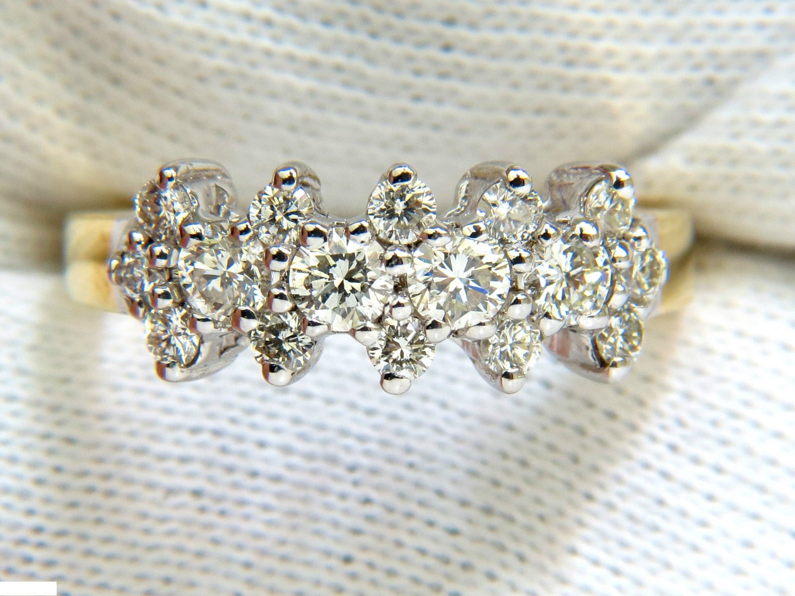 18KT 1.00CT Diamond Cluster Band Ring - Excellent Cut Round Brilliant Diamonds - Perfect for Engagement, Wedding & Anniversary Jewelry Gifts