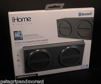 iHOME Grey Mini Rechargeable Bluetooth Stereo Speaker with Rubberized Finish - Portable Wireless Speaker for Home, Office, Travel & Outdoor Use