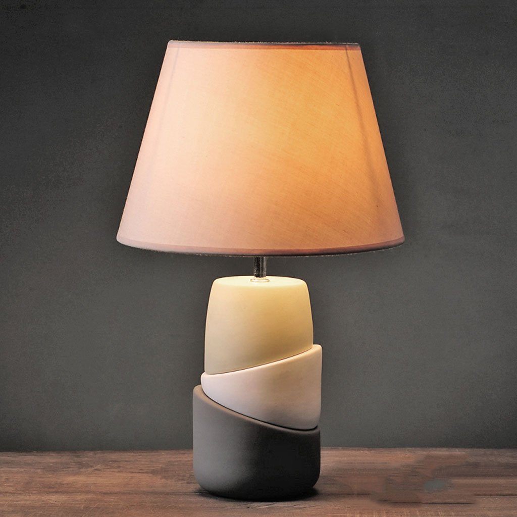 Nordic Ceramic Table Lamp - Modern Stylish Nightstand Lamp for Living Room & Bedroom, Warm White LED Bedside Lamp with Touch Control, Perfect for Reading & Relaxing (Gray)