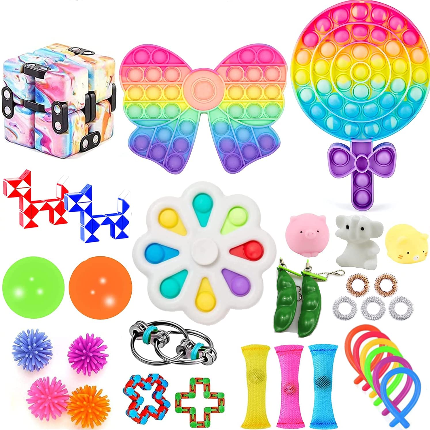 Sensory Fidget Toys Set for ADHD, Anxiety & Stress Relief - 12-Piece Fidget Pack with Stress Balls, Spinners & Sensory Toys for Kids & Adults - Perfect for Classroom, Office & Home Use