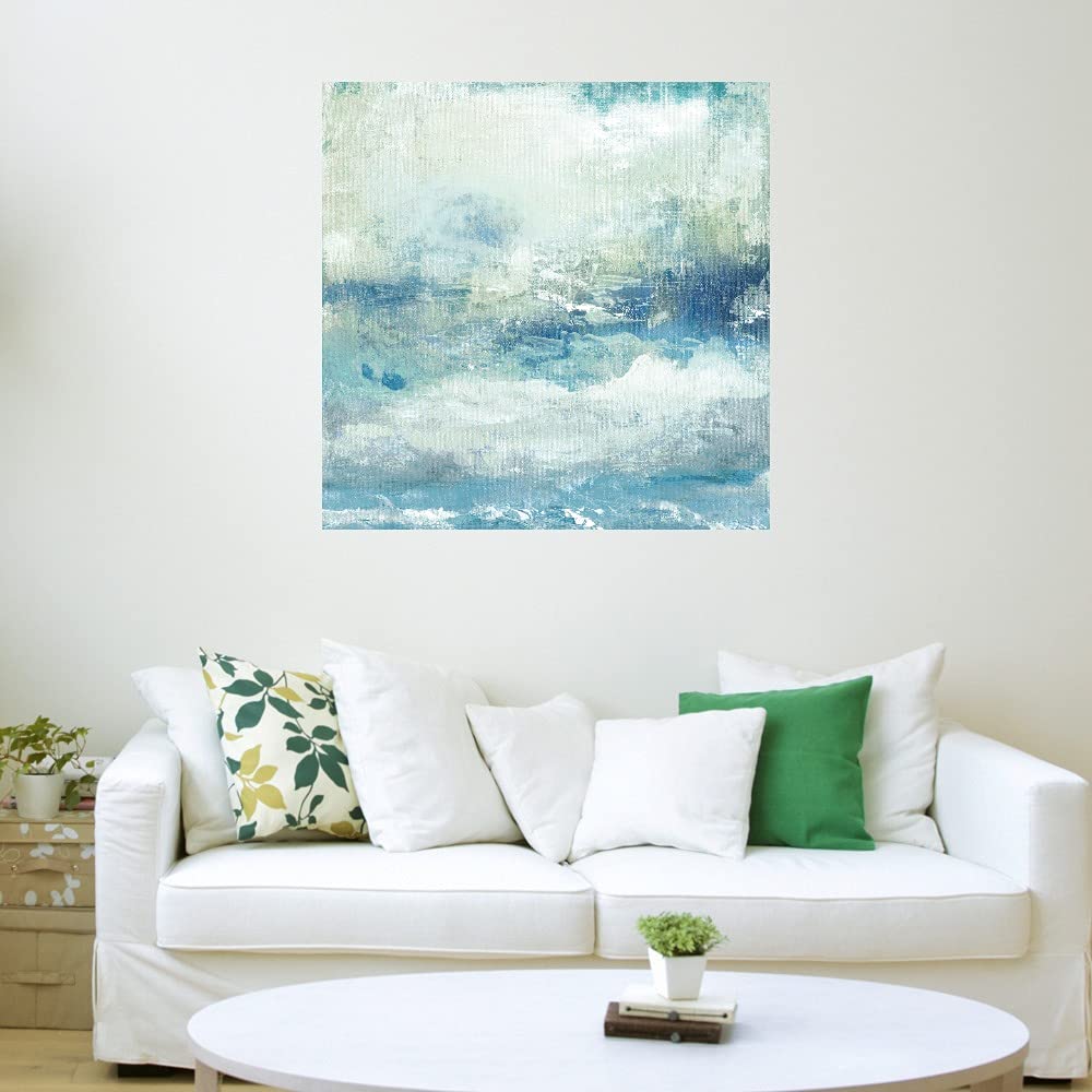 Topaz Cloudscape Canvas Wall Art - 22x22 Inch Hand-Painted Fine Art Print by Janet Tava - Ready to Hang Home Decor for Living Room, Bedroom, Office & More - Perfect for Modern, Coastal & Boho Interior Design Styles