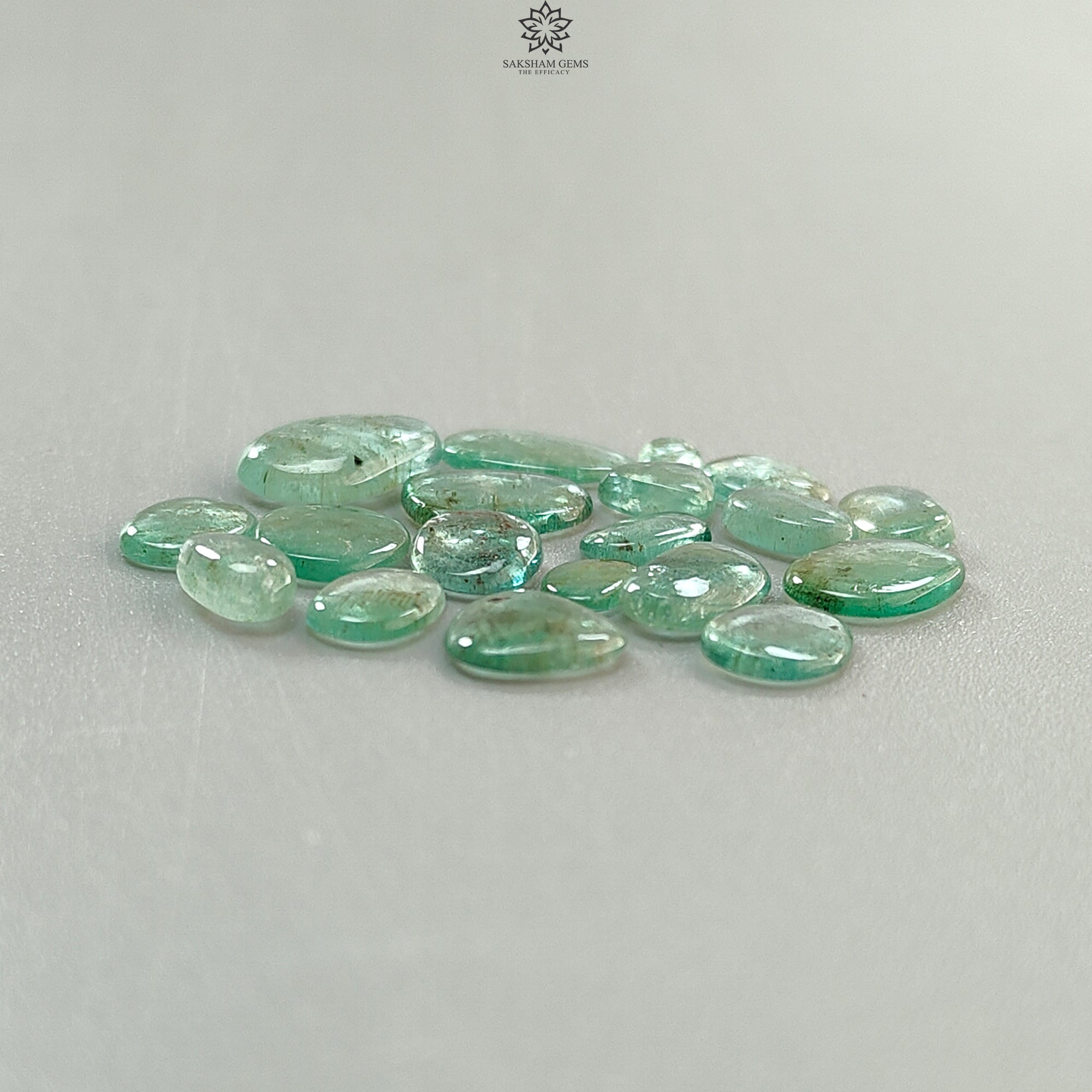 Natural Untreated Emerald Gemstone Cabochon - 16pcs/19pcs Fancy Shape May Birthstone for Jewelry Making, Rings, Necklaces & DIY Crafts
