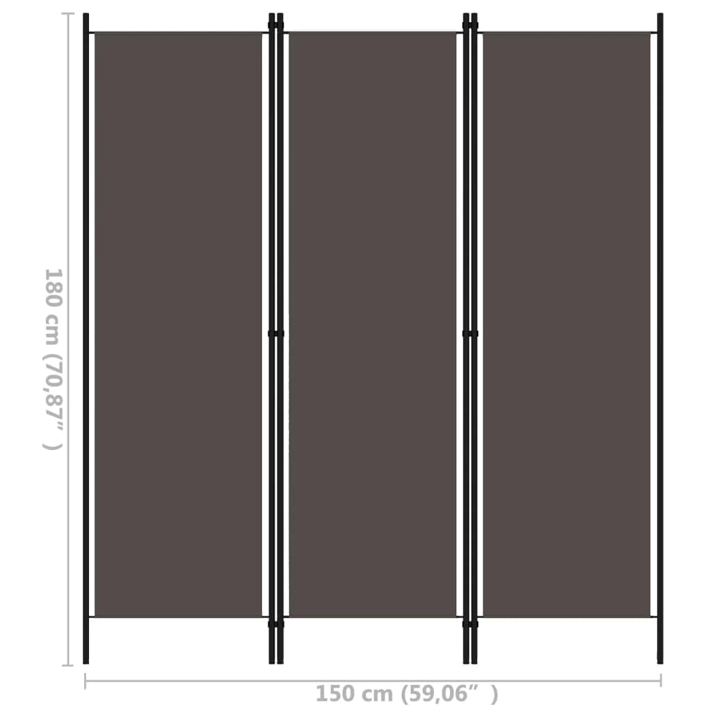 vidaXL 3-Panel Folding Room Divider Privacy Screen - Freestanding Modern Industrial Style Partition for Office & Home - Anthracite - Perfect for Room Separation, Privacy & Space Organization
