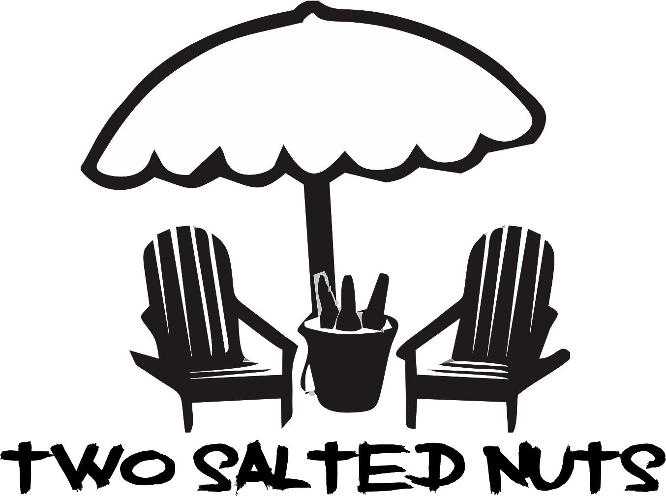 Two Salted Nuts Beach Chairs Umbrella Vinyl Decal - 10in Black Car Sticker, Laptop Decal, Window Decoration for Summer Beach Trips & Outdoor Adventures