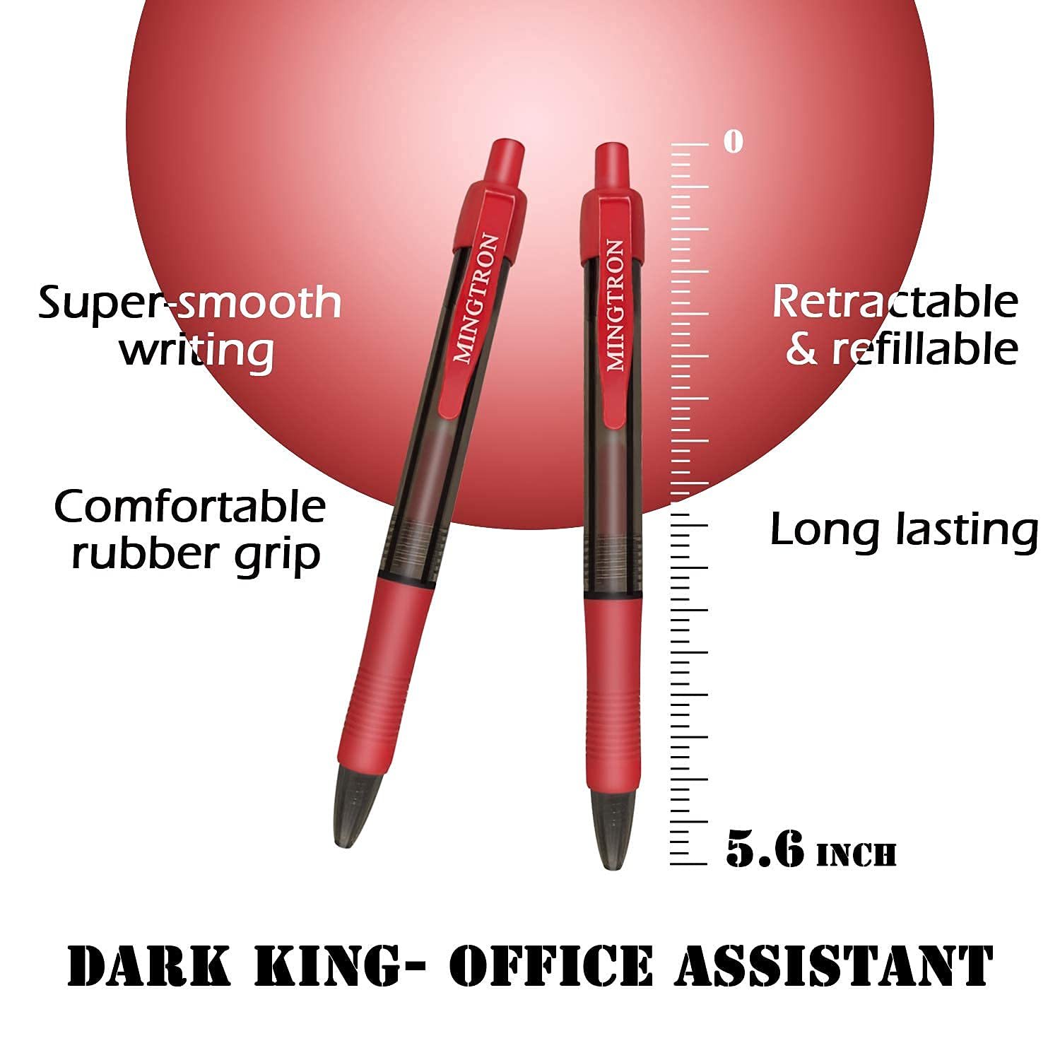 100 Pack Black & Red Gel Pens - 0.5mm Fine Point No Smear Ink - Smooth Writing Retractable Rollerball Pens for Left Hand - Bulk Click Pens for Office, School, Note Taking & Art Projects