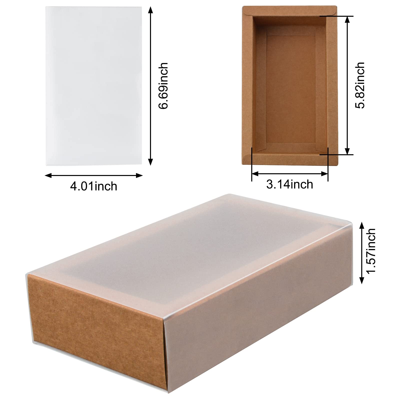 12pc Kraft Gift Boxes with PVC Window for Jewelry & Wedding Gifts