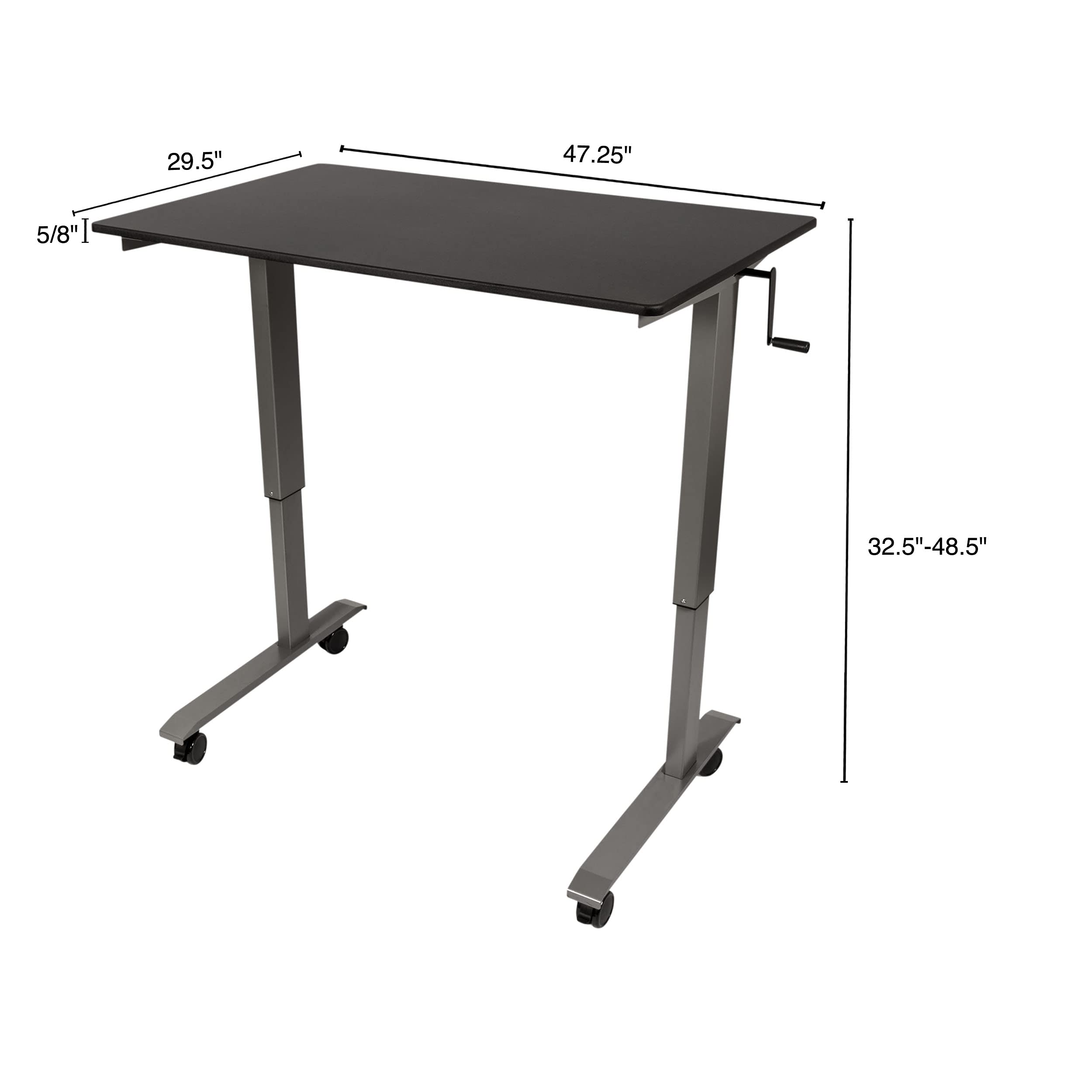 Adjustable Height Standing Desk with Crank - Rolling Sit Stand Desk (48