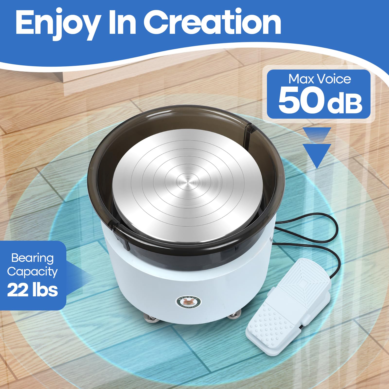 MZOKUU 11 Inch Electric Pottery Wheel for Adults - Direct Drive Motor, Foot Pedal & Sculpting Tools Kit - 2-Way Rotation Ceramic Forming Machine - Perfect for Pottery Making, Clay Art & DIY Craft Projects - White
