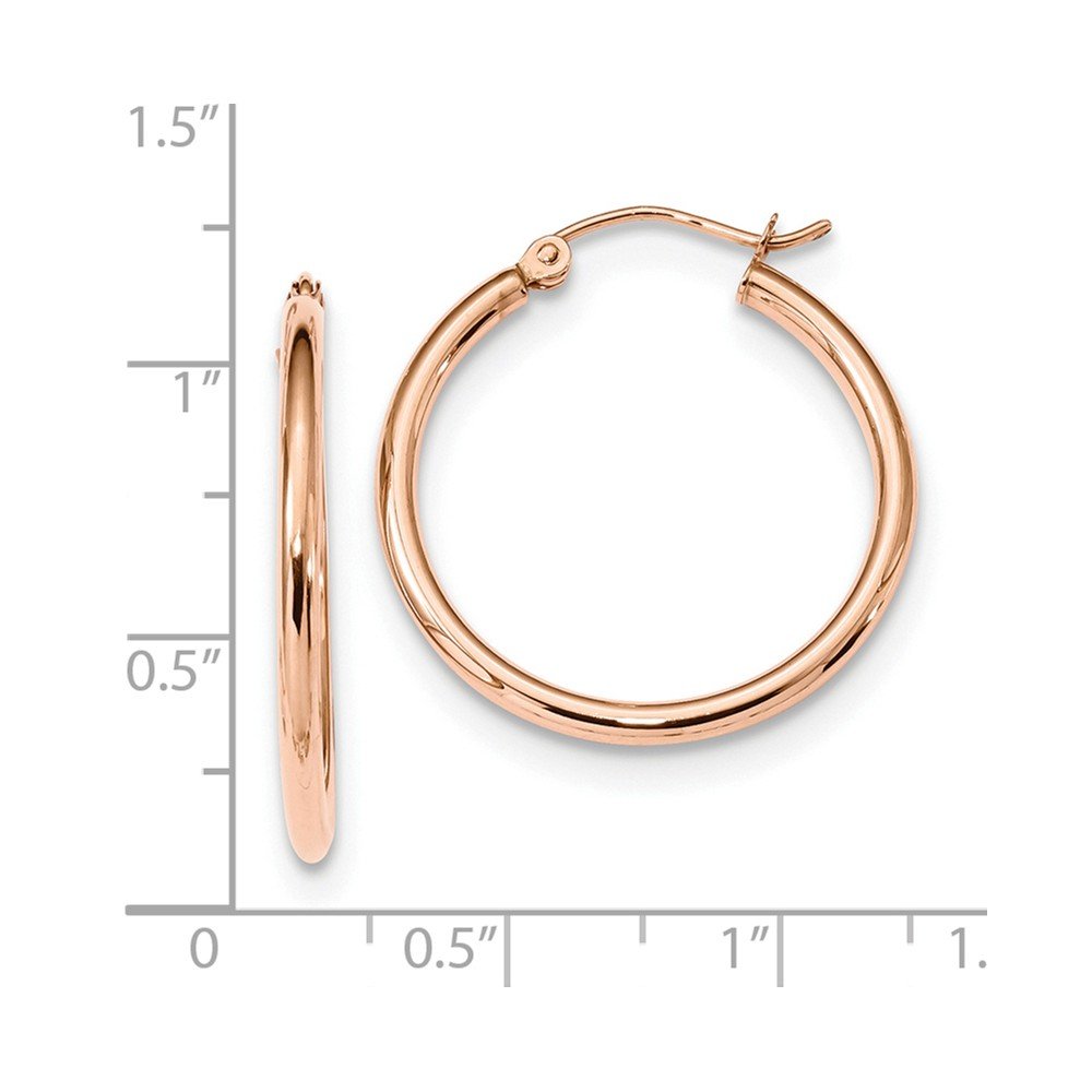 Jewels By Lux 10k Rose Gold 2mm Polished Hoop Earrings for Women - Elegant Everyday Jewelry for Work, Date Night & Special Occasions
