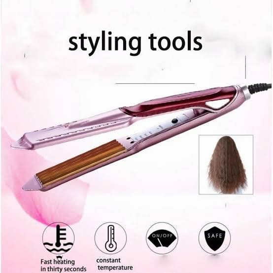 Professional Hair Crimper with Wide Gold Plates & Temperature Control - TH-473 | Creates Big, Long-Lasting Waves & Crimps | Perfect for Women & Girls | Salon-Quality Styling at Home for Parties, Weddings & Everyday Looks