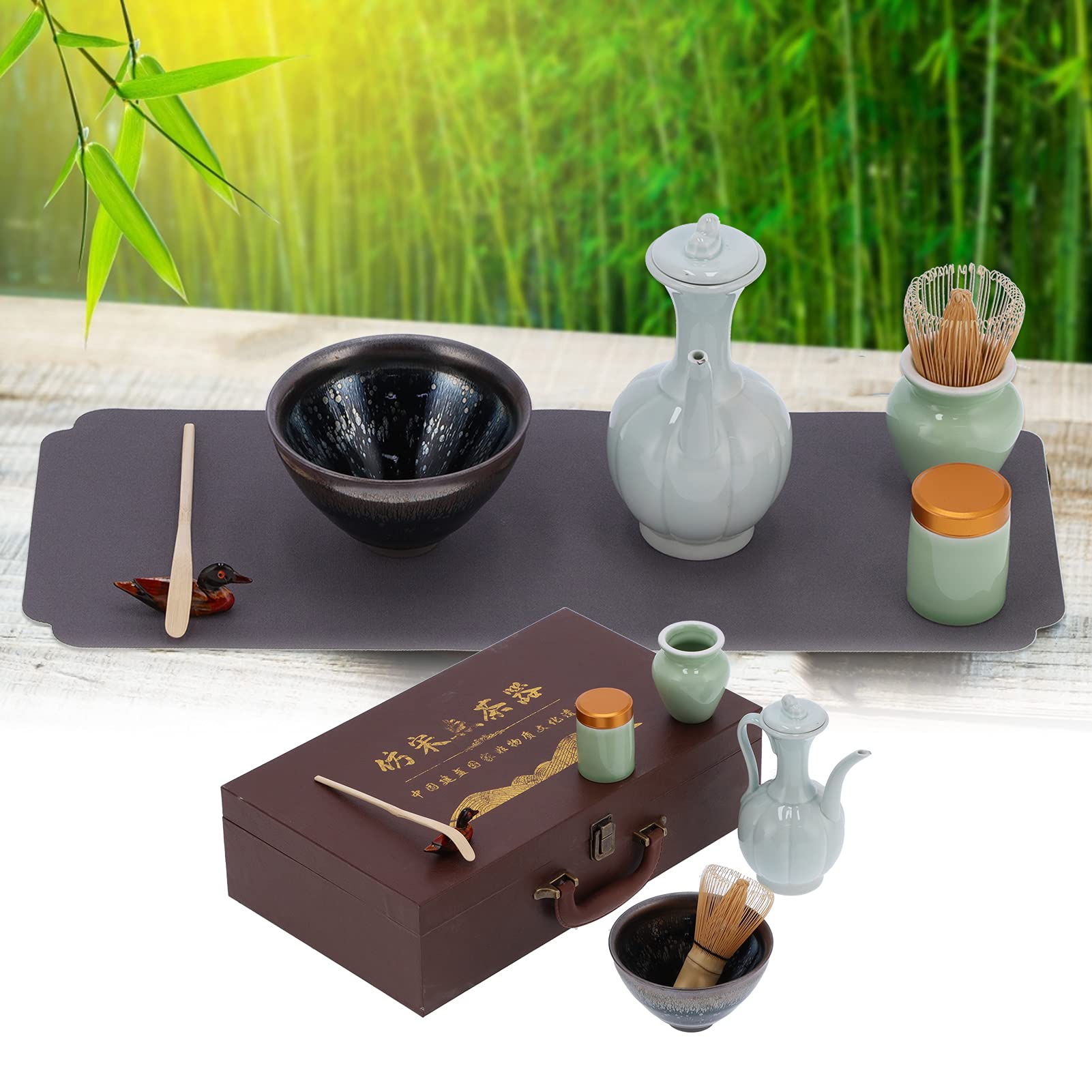 Premium Yosoo Matcha Tea Whisk Set - 8-Piece Japanese Tea Ceremony Kit with Bamboo Whisk, Scoop, Holder & Gift Box - Authentic Matcha Green Tea Powder Accessories - Perfect for Home Tea Brewing, Zen Meditation & Japanese Culture Enthusiasts