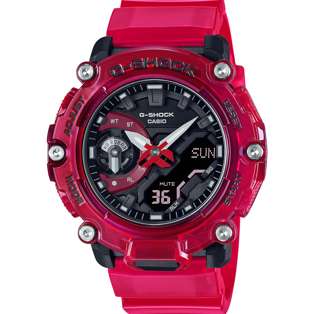 Casio G-Shock GA2200SKL-4A Red Sound Wave Digital Watch - Stylish & Durable for Outdoor, Sports & Everyday Wear