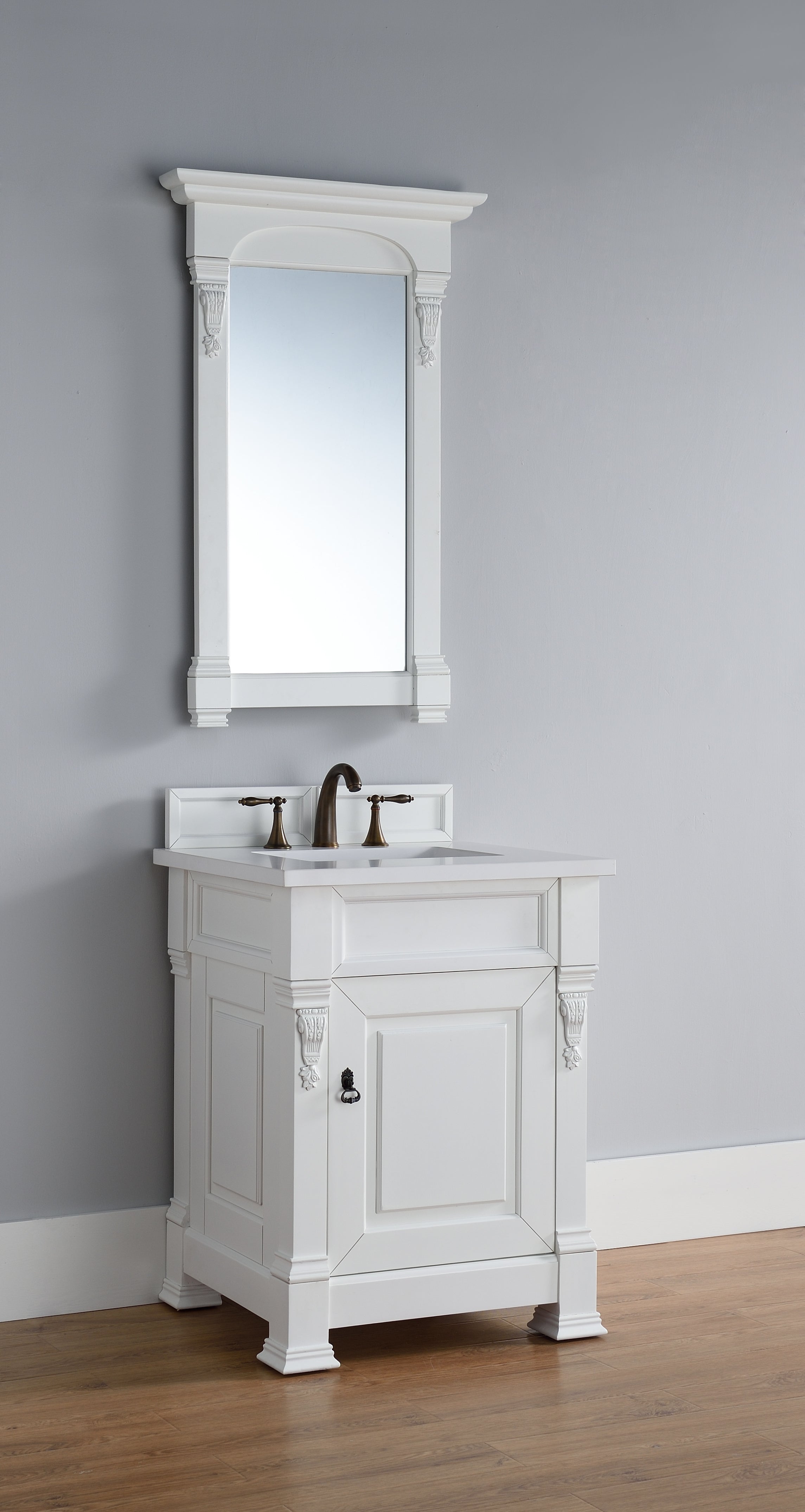 Brookfield 26 Inch Single Bathroom Vanity Set with 3CM Classic White Quartz Countertop - Bright White Finish for Modern Bathroom Decor | Perfect for Small Spaces, Guest Bathrooms & Home Renovations
