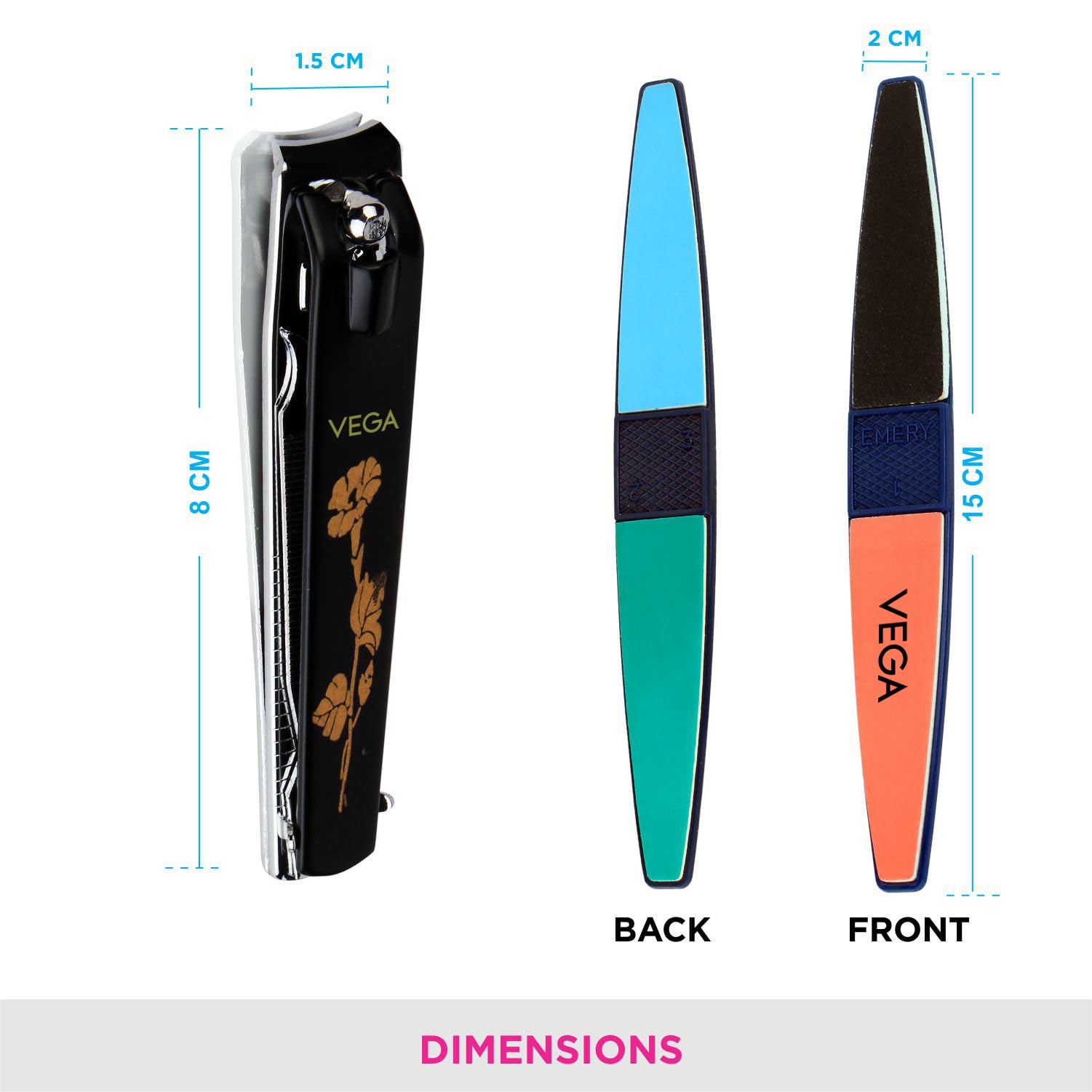 Premium Vega Large Nail Clipper & Nail Brush Set (2-Piece) - Professional Manicure & Pedicure Tools for Home Salon, Travel, and Grooming Essentials