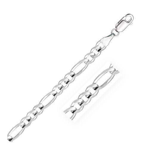 14K White Gold Solid Figaro Chain Necklace - 6.0mm Width, 22 Inch Length - Perfect for Men's & Women's Jewelry, Gifts, and Everyday Wear
