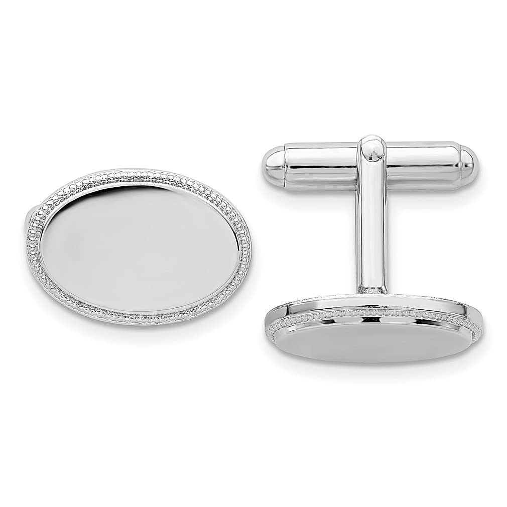 ICE CARATS Kelly Waters Beaded Oval Engravable Cufflinks for Men - Premium Fashion Jewelry Gift for Dad, Husband & Groomsmen - Perfect for Weddings, Anniversaries & Formal Events