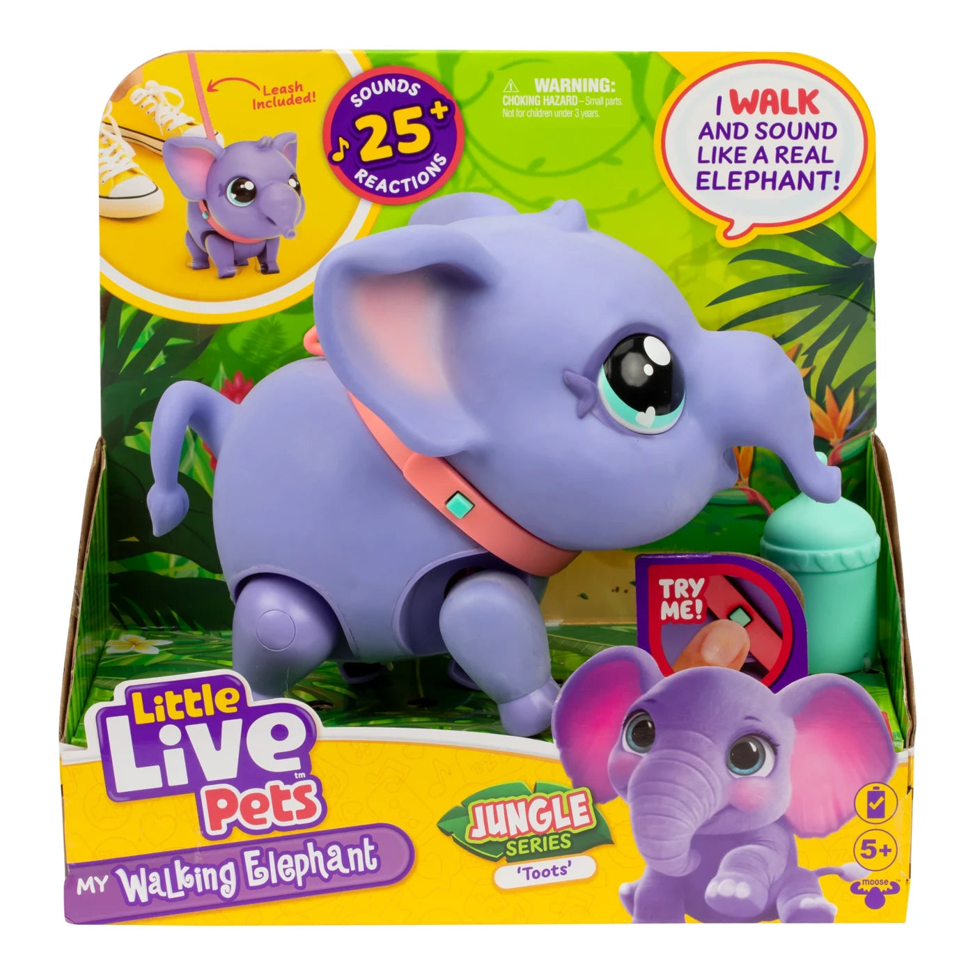 Little Live Pets My Walking Elephant - Interactive Baby Elephant Toy with Realistic Sounds & Walking Motion - Jungle Series Toots - Perfect for Kids Ages 5+ | Great Gift for Birthday & Christmas | Fun Pretend Play & Animal Learning Toy