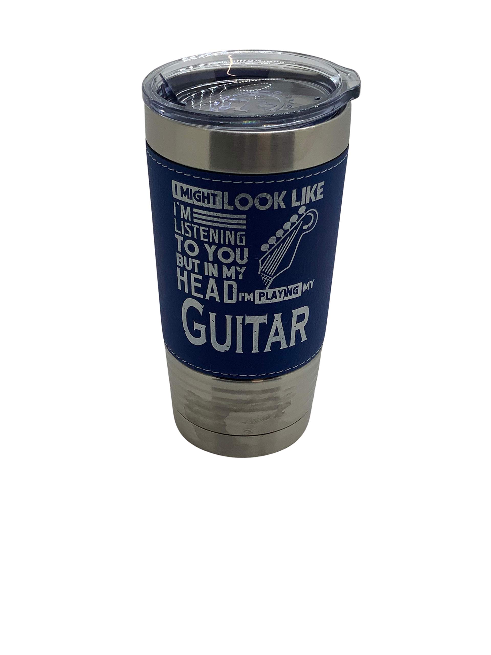 20oz Stainless Steel Vacuum Insulated Tumbler with Leather Wrap - Blue, Medium | Perfect for Coffee, Tea & Cold Drinks | Ideal for Office, Travel & Outdoor Use