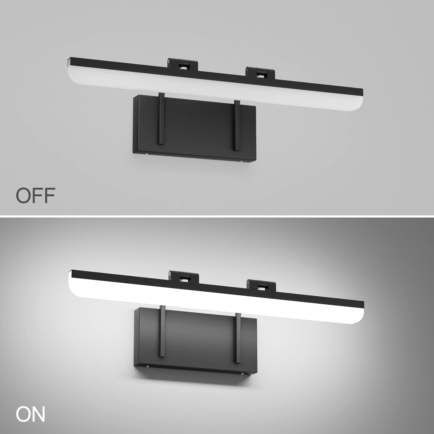 Tipace 24 Inch Modern LED Black Bathroom Vanity Light - Adjustable Rotatable Mirror Lighting Fixture, Cool White 6000K - Perfect for Bathroom Makeup, Shaving & Grooming Areas