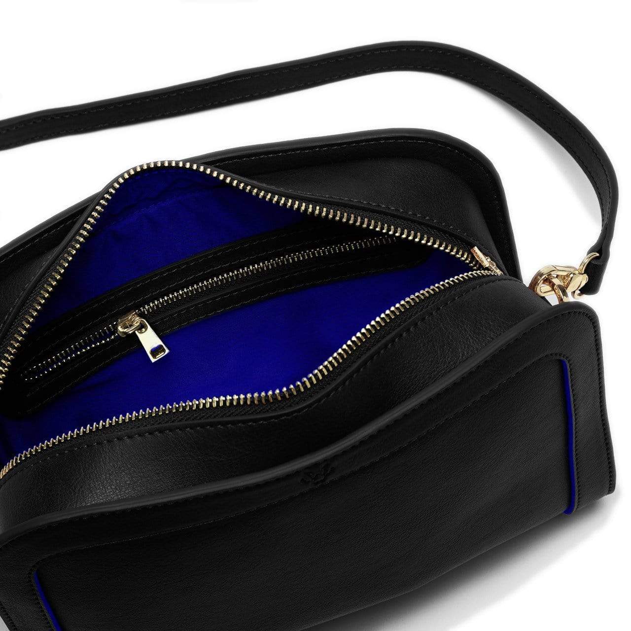 Wilton Vegan Leather Crossbody Bag for Women - Stylish Black & Cobalt Blue Shoulder Purse | Perfect for Work, Travel & Everyday Use