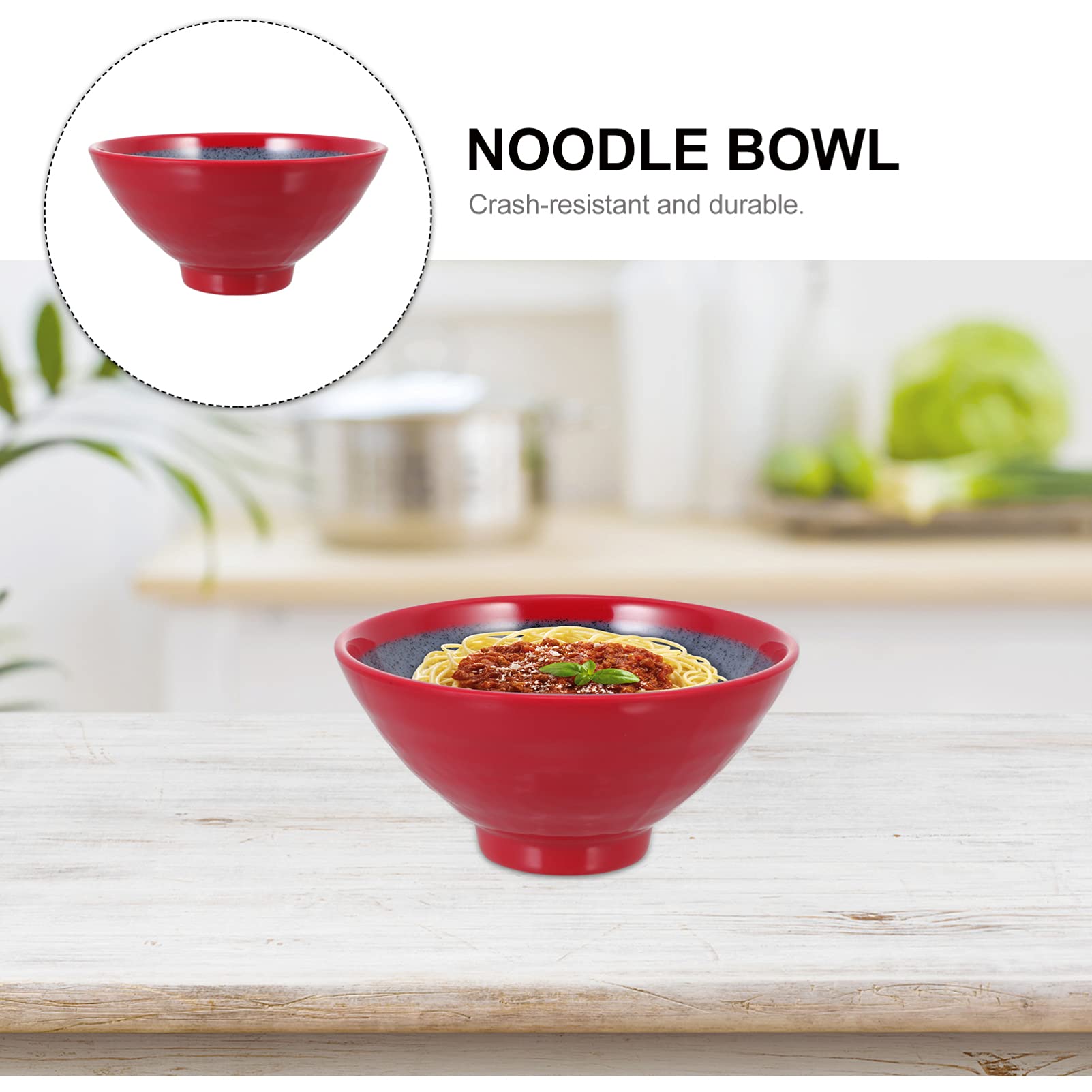 Hemoton 1-Piece Melamine Noodle Bowl - Durable Rice & Soup Bowl for Kitchen, Ramen, Dessert - Microwave Safe & Lightweight Tableware for Home, Restaurants, and Outdoor Dining