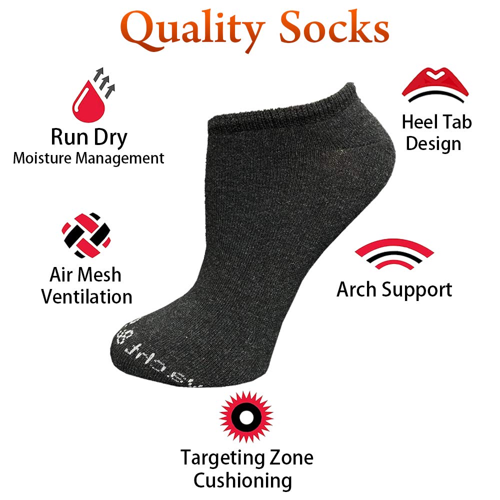 Yacht & Smith 240 Pair Low Cut Socks - Thin, Comfortable & Breathable Women's Athletic Socks in Bulk (Gray) - Perfect for Running, Gym Workouts & Everyday Wear