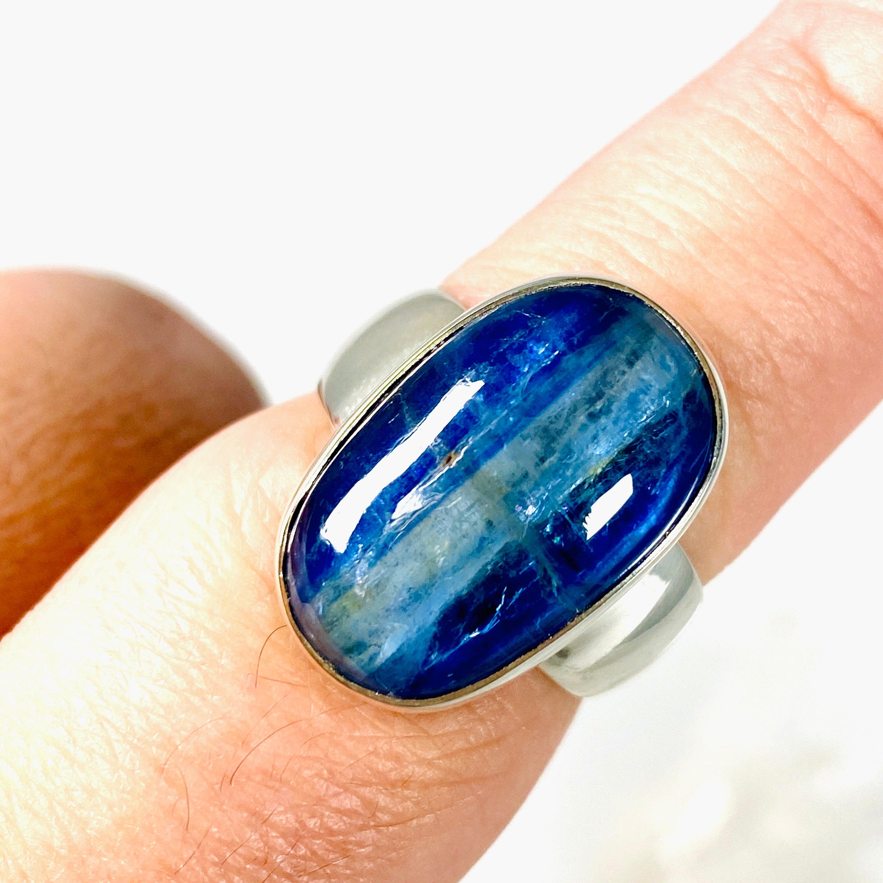 Kyanite Oval Ring Size 9 - KRGJ2696 | Elegant Blue Gemstone Jewelry for Women, Perfect for Weddings & Special Occasions