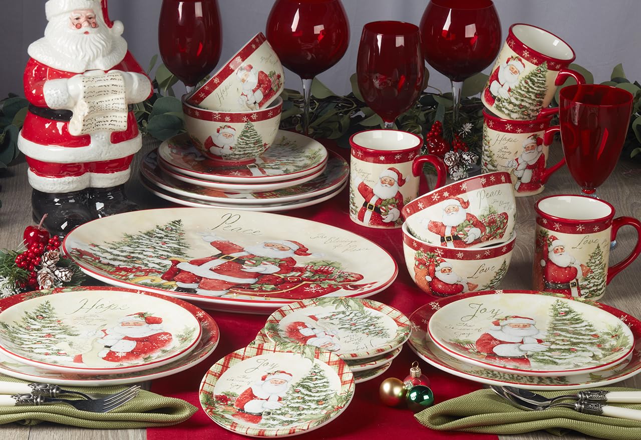 Certified International Holiday Wishes 6-Inch Canape and Luncheon Plates - Set of 4 Assorted Christmas Designs for Holiday Parties, Dinnerware, and Festive Table Settings