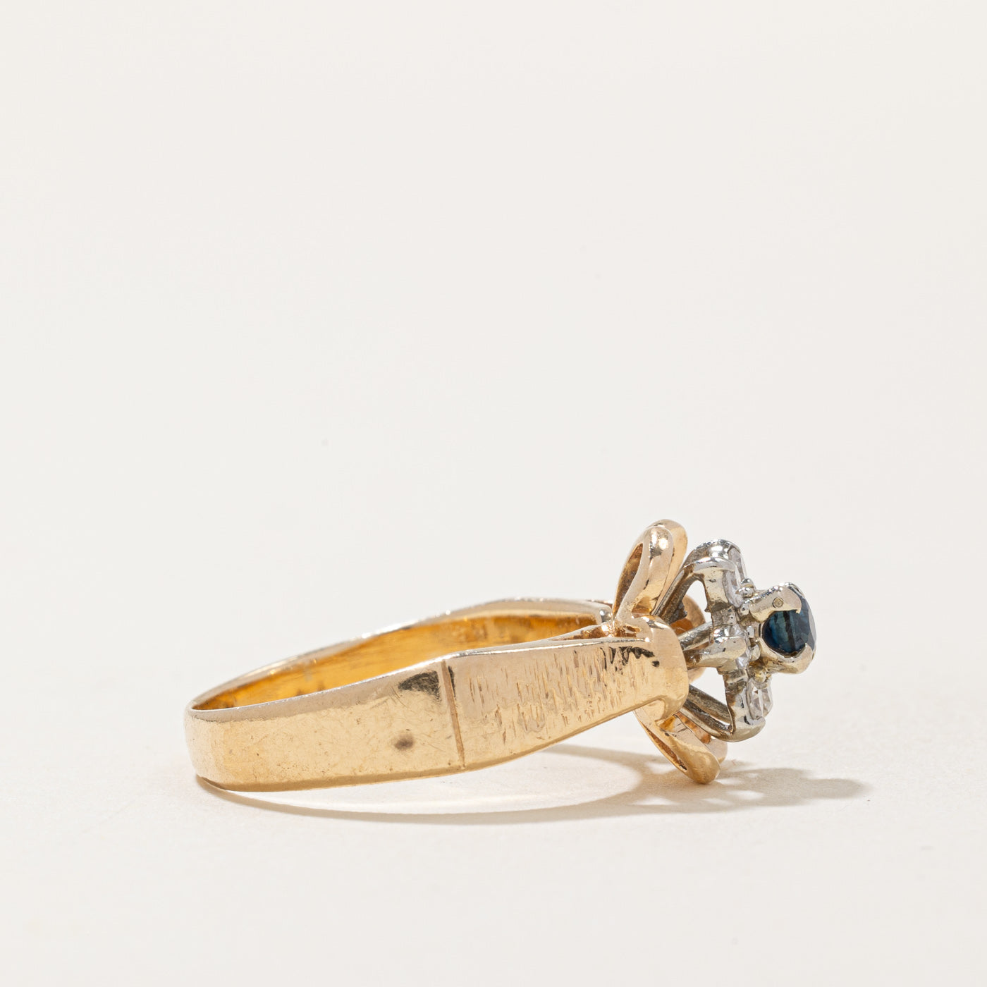 Sapphire and Diamond Flower Ring - 0.12ct Sapphire & 0.10ctw Diamonds - Size 4 - Elegant Jewelry for Women, Perfect for Wedding, Engagement, Anniversary Gifts and Special Occasions
