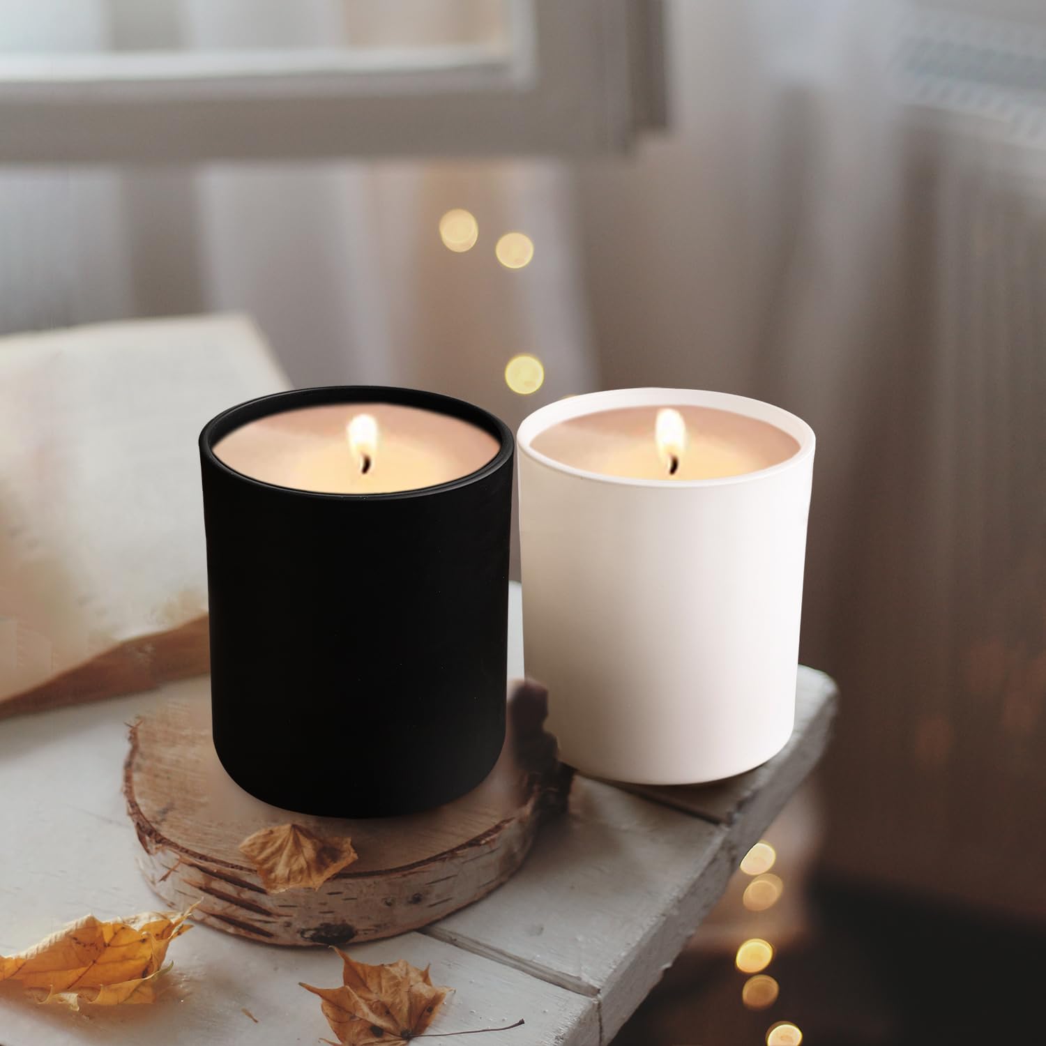 14 oz Thick Clear Candle Jars with Wood Lids - 12 Pack Empty Candle Containers for DIY Candle Making, Wax Melts, Bath Salts & Home Decor - Perfect for Gifts, Wedding Favors & Aromatherapy
