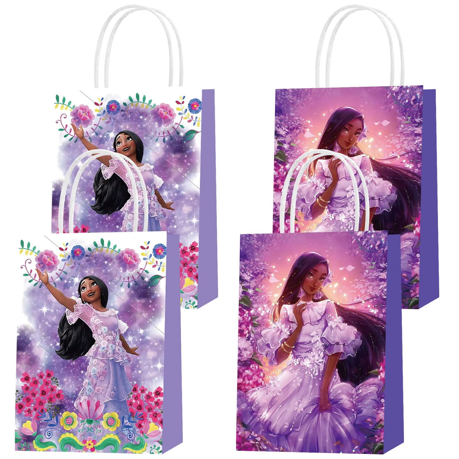 Dexfy 16 Pcs Isabella Party Paper Gift Bags with Handles - 2 Styles Baby Boy Cartoon Magic House Themed Favor Bags for Birthday Party Decorations, Candy & Goody Bags | Perfect for Baby Showers, Birthday Parties & Holiday Gift Giving