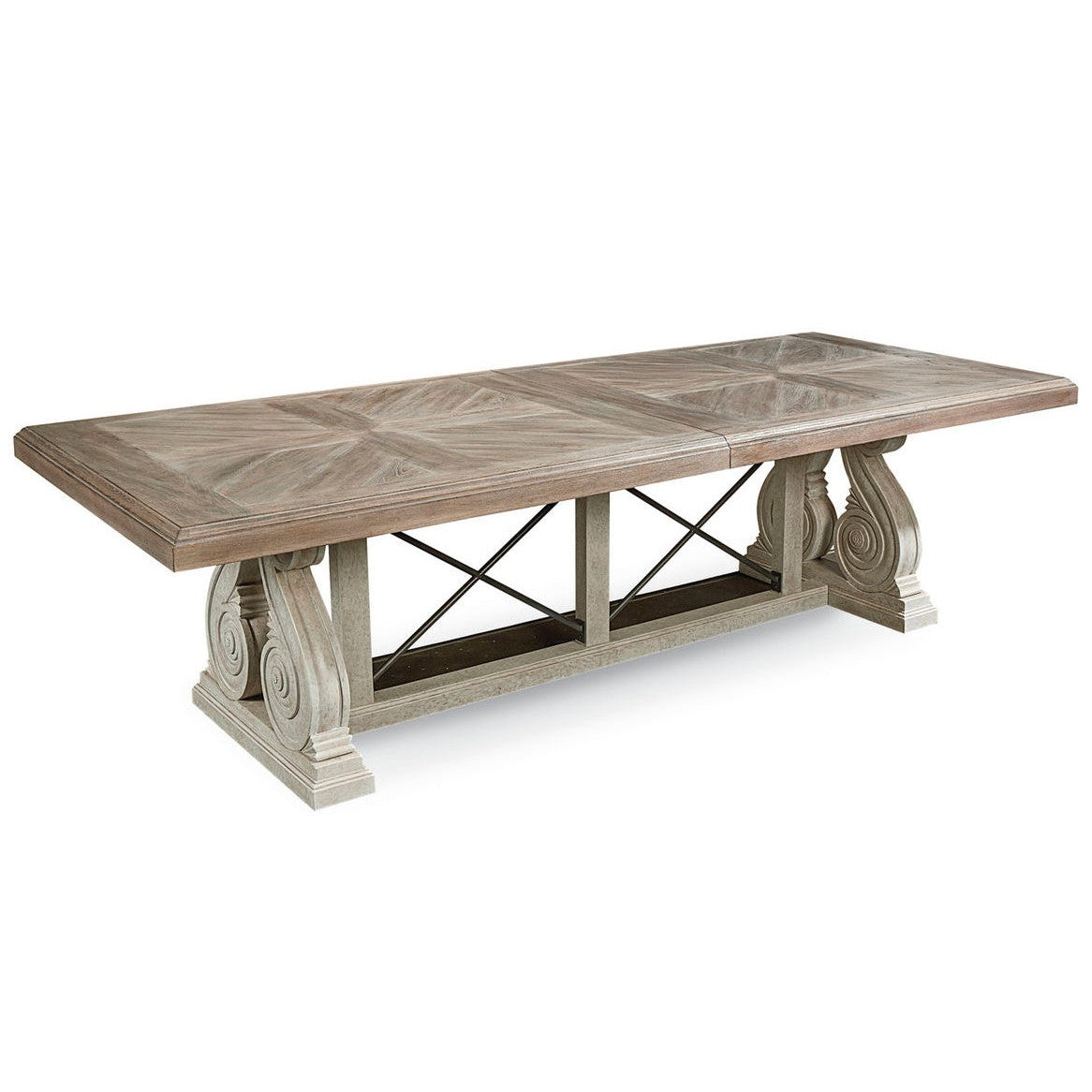 Arch Salvage Pearce Dining Table - White & Brown Finish | Modern Farmhouse Style for Dining Room & Kitchen