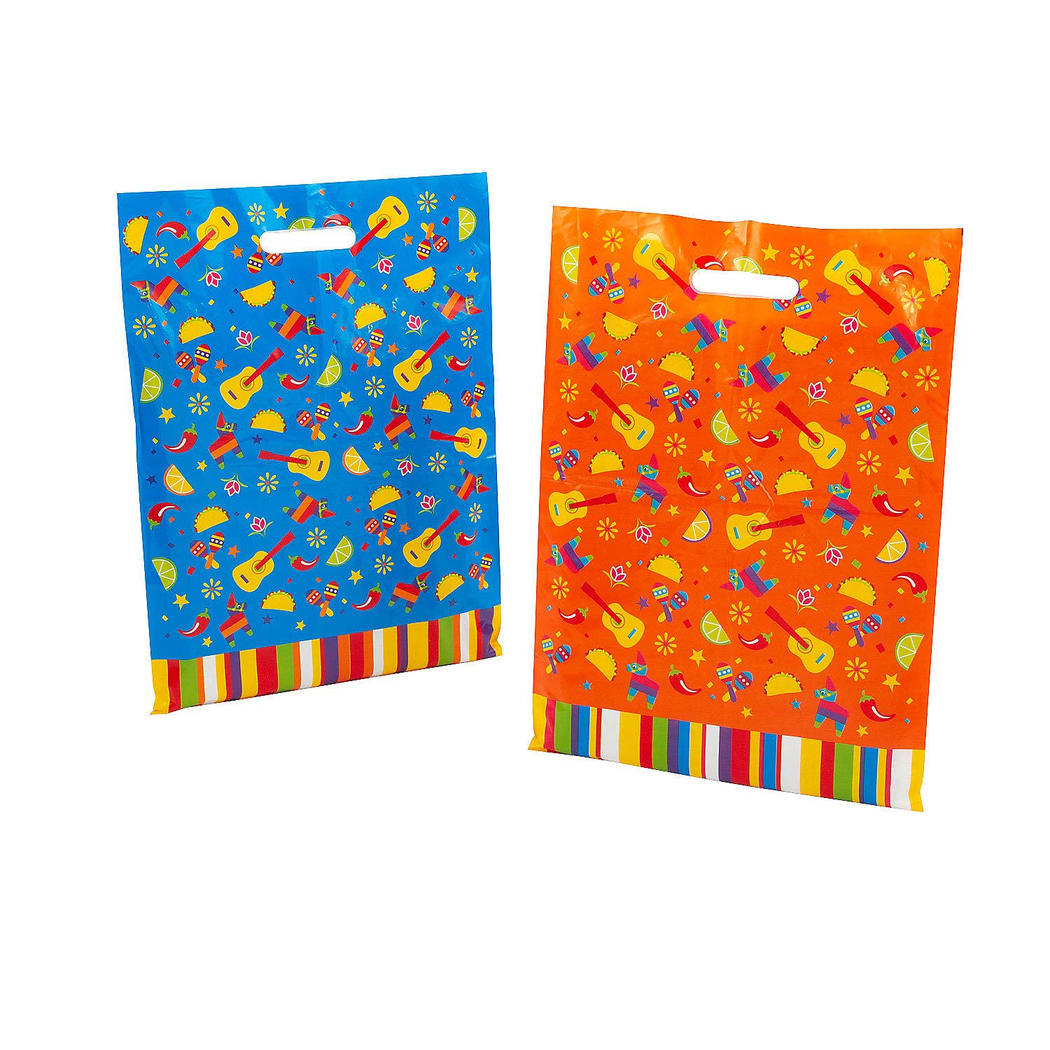 Fun Express Fiesta Goody Bags - 50 Piece Party Favor Set for Birthday Celebrations, Pinatas & Kids Events - Colorful Mexican Theme Party Supplies