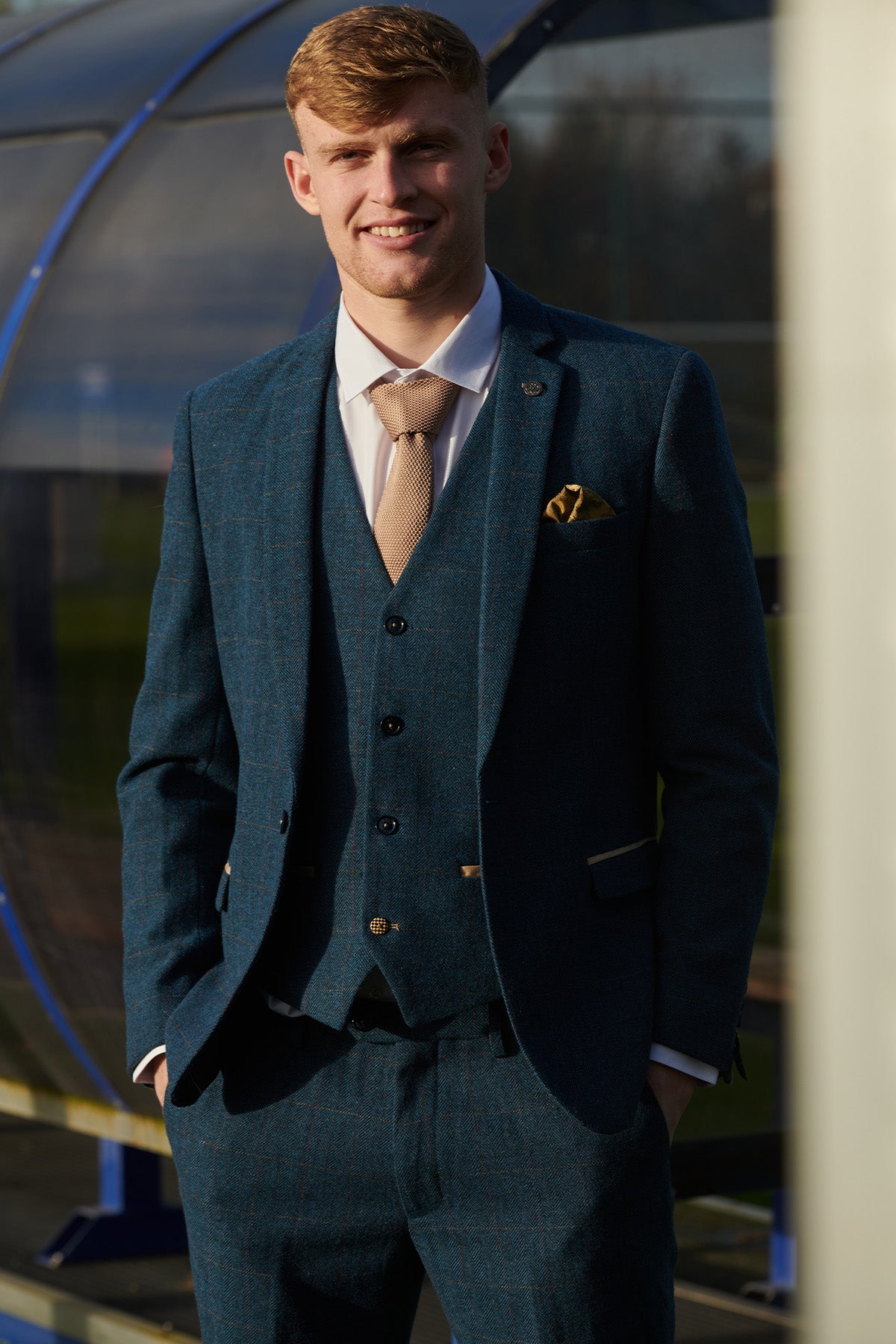 Everton FC Jarrad Branthwaite Blue Tweed Check Suit - Official Licensed Football Jersey for Matchday, Cosplay & Fan Events