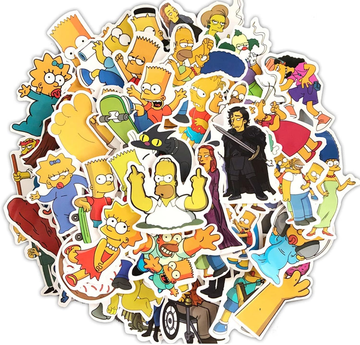 Simpson Family Stickers - Waterproof Decals for Laptop, Water Bottle, Luggage, Snowboard, Bicycle & Skateboard | Fun Aesthetic Vinyl Stickers for Kids, Teens & Adults | Perfect for School, Travel & Sports Gear Customization