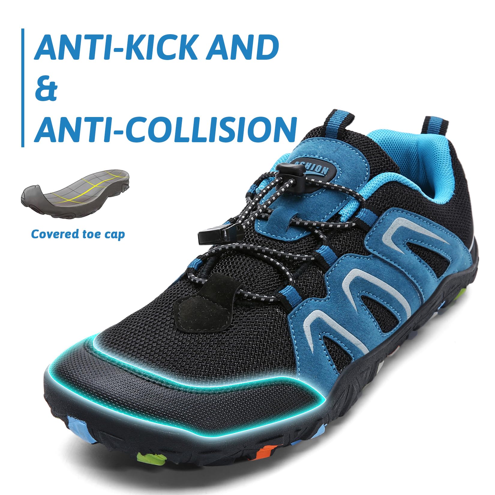 ASHION Boys Running Shoes - Barefoot Sneakers with Wide Toe Box | Lightweight Athletic Walking & Hiking Shoes for Kids | Perfect for School, Sports & Outdoor Adventures