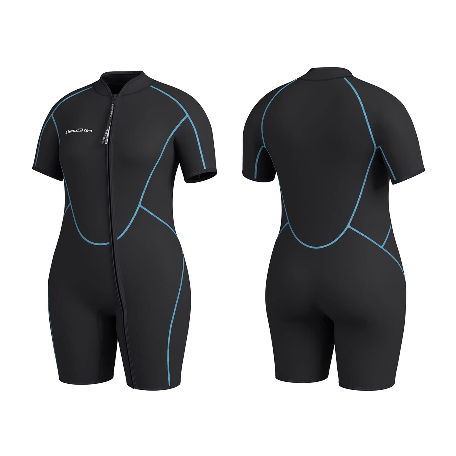 **Seaskin Plus Size 3mm Shorty Wetsuit for Men & Women – Snorkeling, Diving & Water Sports**