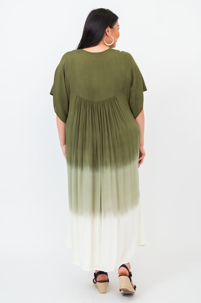 Empress Dress - Green Dip Dye Maxi Dress for Women | Boho Chic Summer Dress for Beach, Wedding & Special Occasions