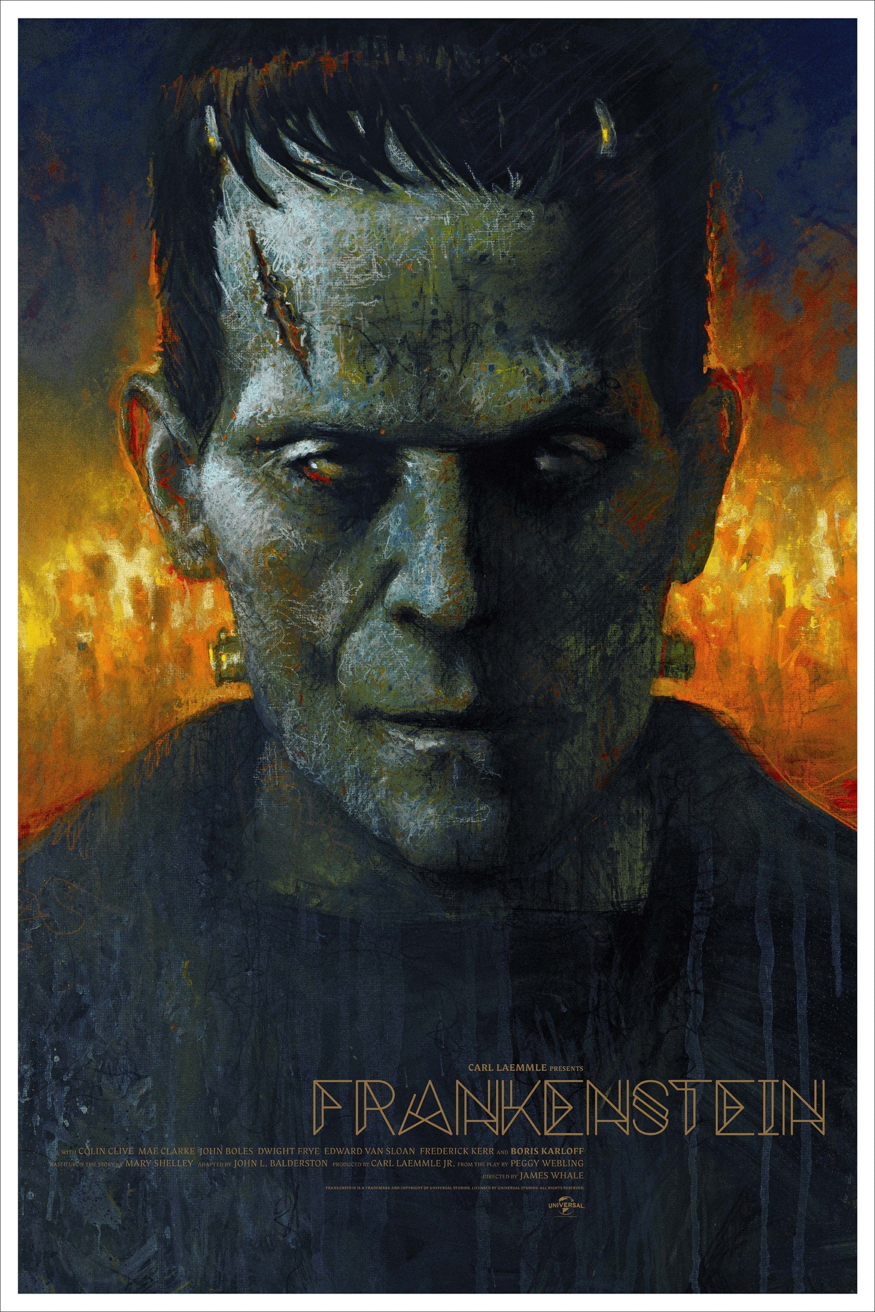 Frankenstein Movie Poster by Matthew Peak - Vintage Horror Art Print for Home Theater, Office & Halloween Decor