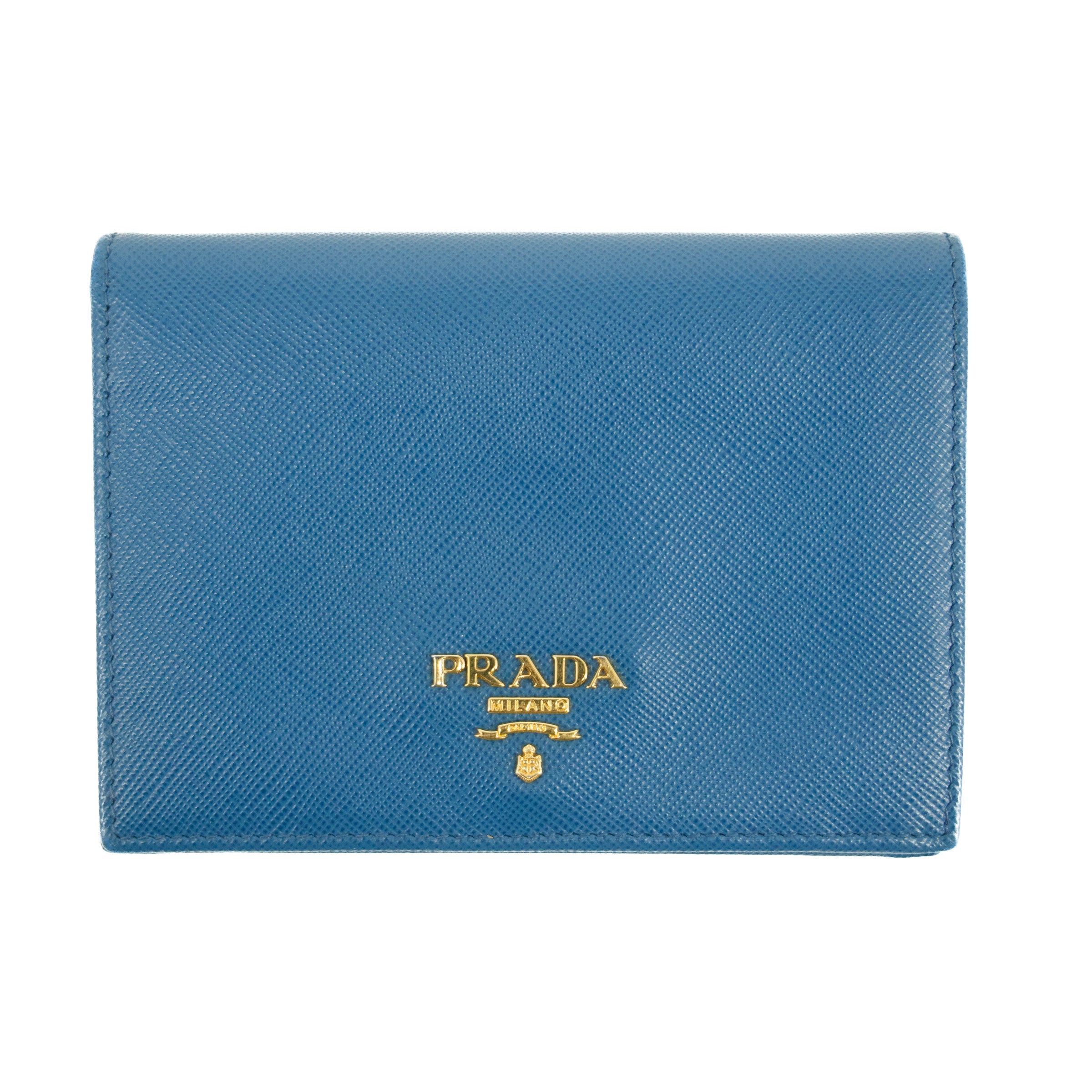 Prada Blue Saffiano Lux Leather Trifold Wallet for Men | Genuine Italian Leather Money Organizer with RFID Protection | Perfect for Business, Travel & Everyday Use