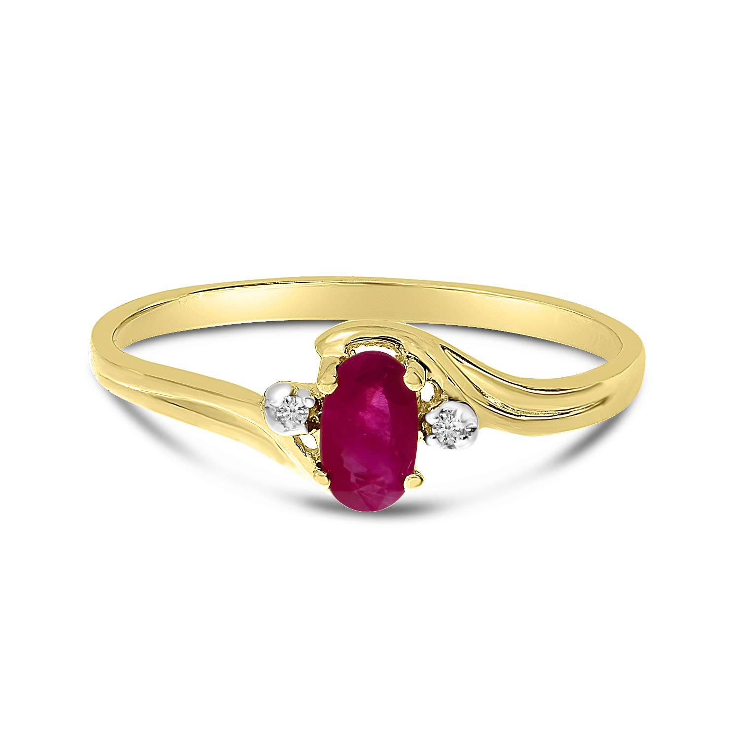 10K Yellow Gold Ruby and Diamond Ring for Women - Elegant Vintage Style Jewelry for Engagement, Anniversary, and Special Occasions