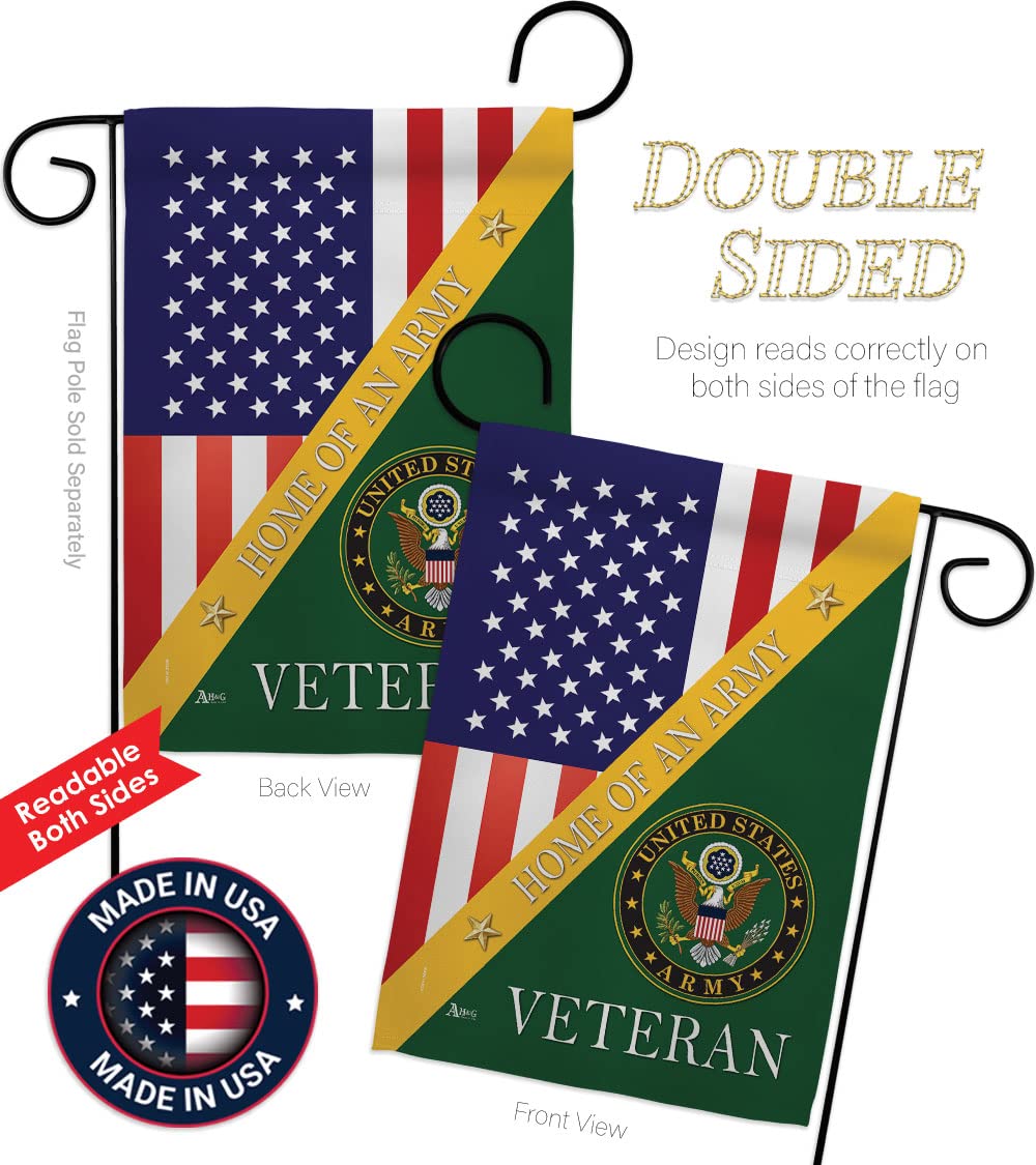 Army Garden Flag Set with Stand - USA Made Military Veteran Banner for Home & Yard Decoration