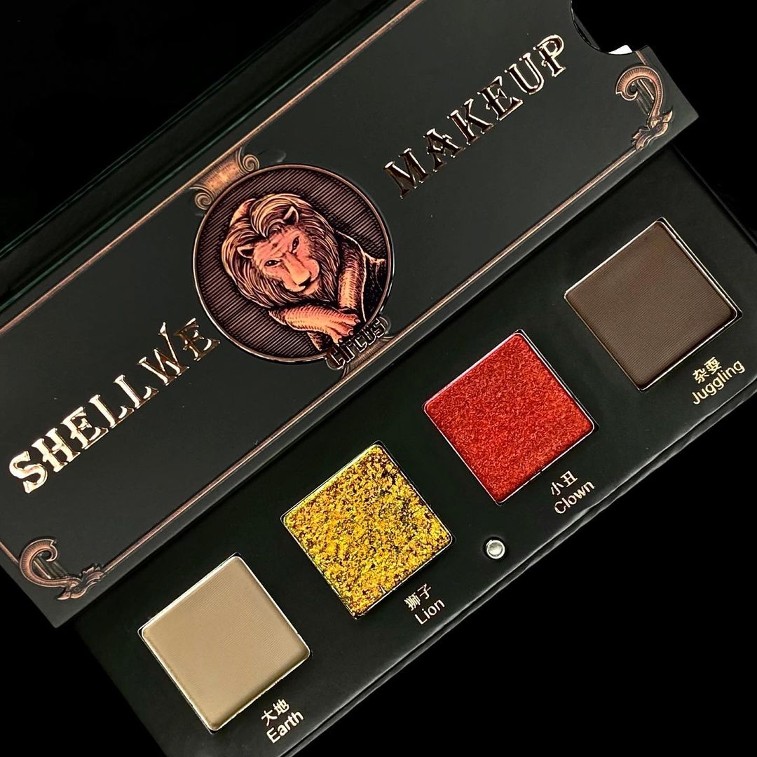 Shellwe Satin Shimmer Chameleon Quad Eyeshadow Palette - Lion's Circus Edition | Long-Lasting Pigmented Eye Makeup for Party, Halloween & Special Occasions