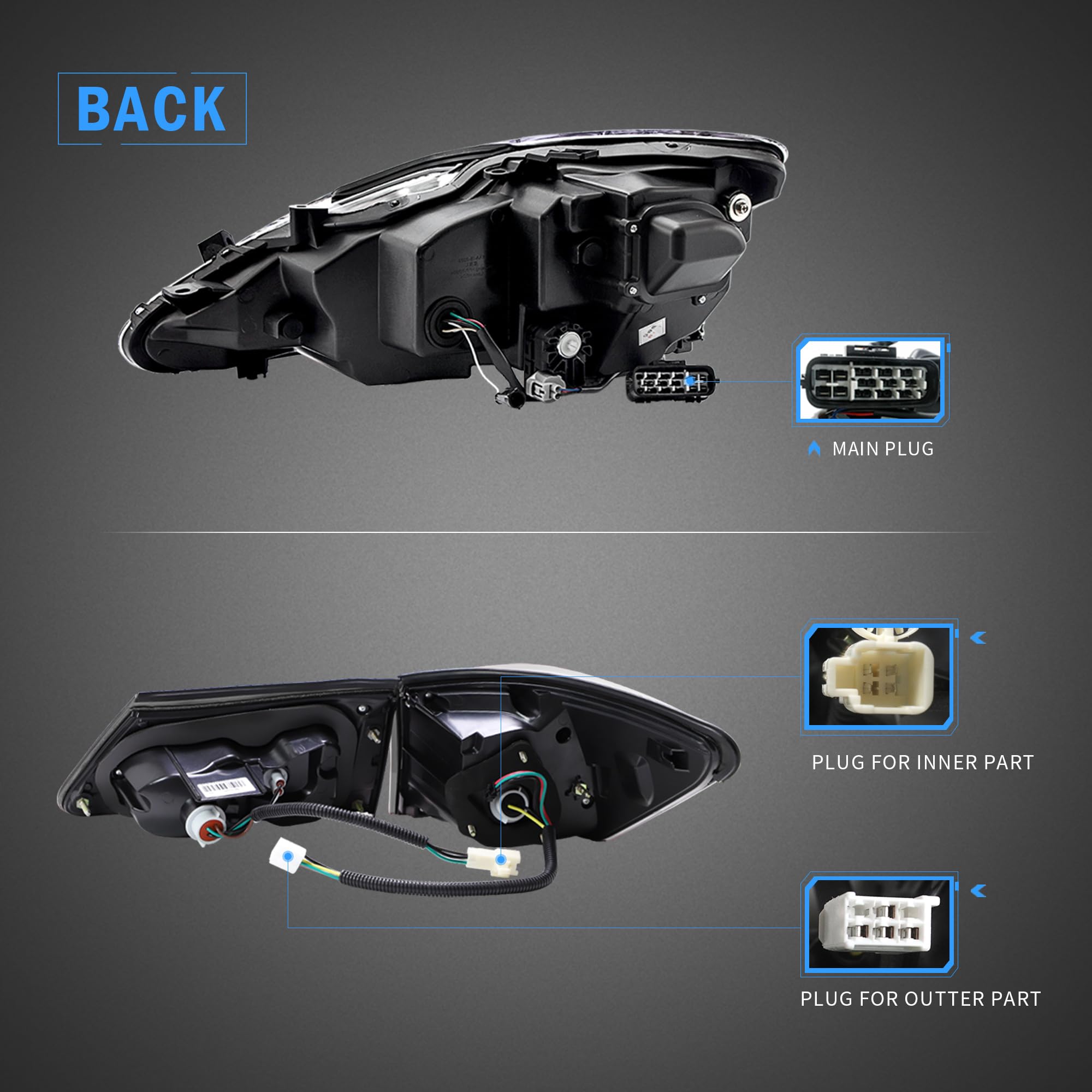 VLAND LED Headlights & Tail Lights for Lexus IS250 IS350 2006-2012 - Clear Headlamps + Smoke Rear Lights for Night Driving