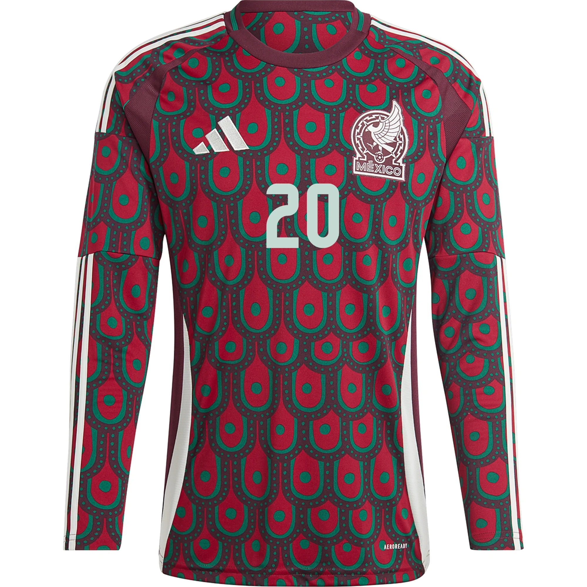 Adidas Men's Mexico Henry Martín Home Long Sleeve Soccer Jersey 2024-2025 - Authentic Football Shirt for Fans & Players - Perfect for Matchdays, Training & Casual Wear