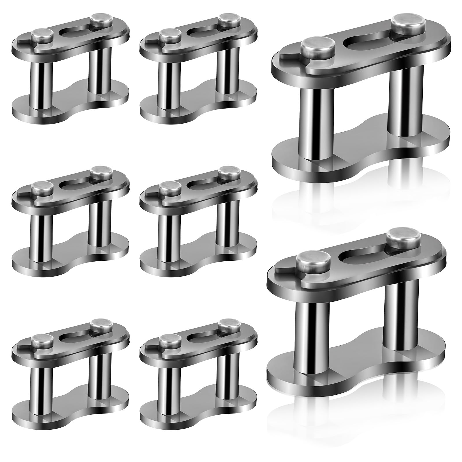 8 Pcs Heavy Duty #40 Chain Master Links - Steel Alloy Roller Bike Bicycle & Motorcycle Chain Connectors - Replacement for Bike, Mini Karting, Pit Scooter - Perfect for Off-Road, Mountain Biking & Motorcycle Maintenance