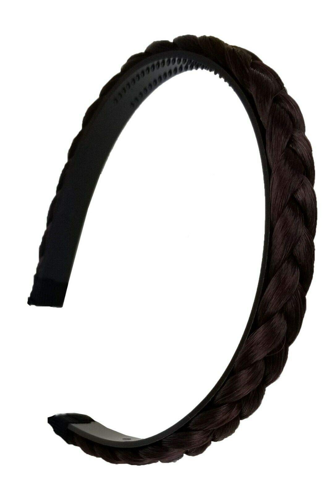 BAKEFY Braided Headband for Women & Girls - Synthetic Hair Plaited Headband with Teeth, Black | Perfect for Workouts, Yoga, and Everyday Styling