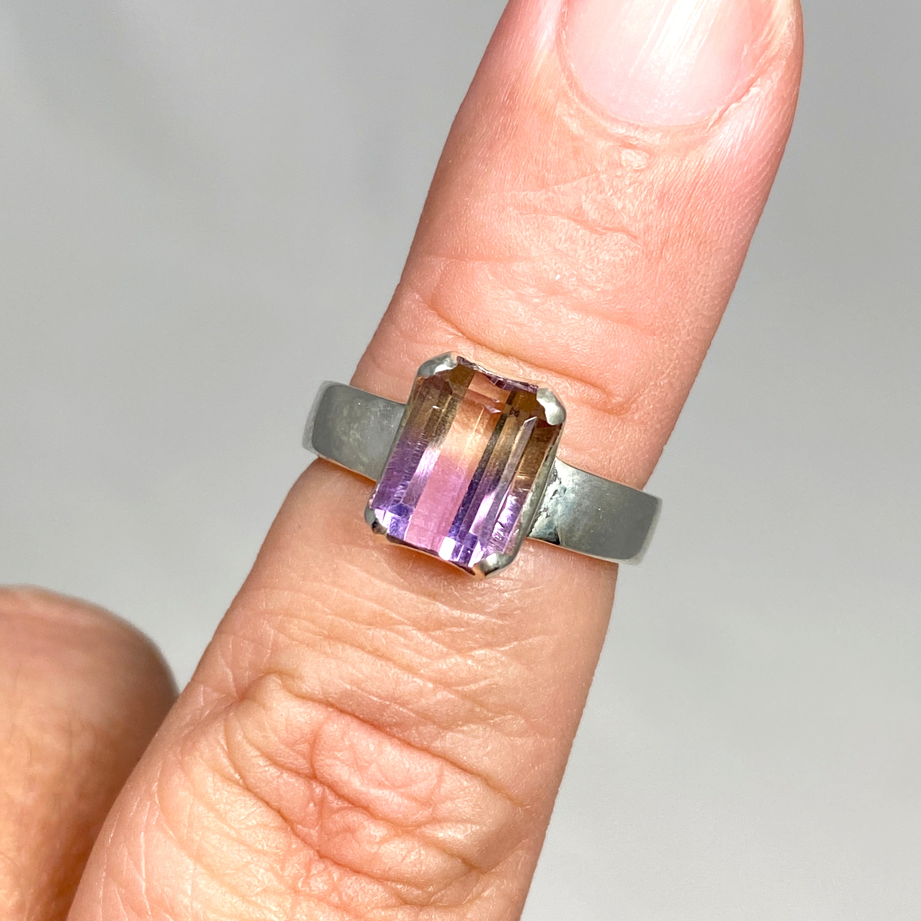 Stunning Ametrine Emerald Cut Faceted Ring PRGJ489 - Elegant Jewelry for Weddings, Anniversaries & Special Occasions