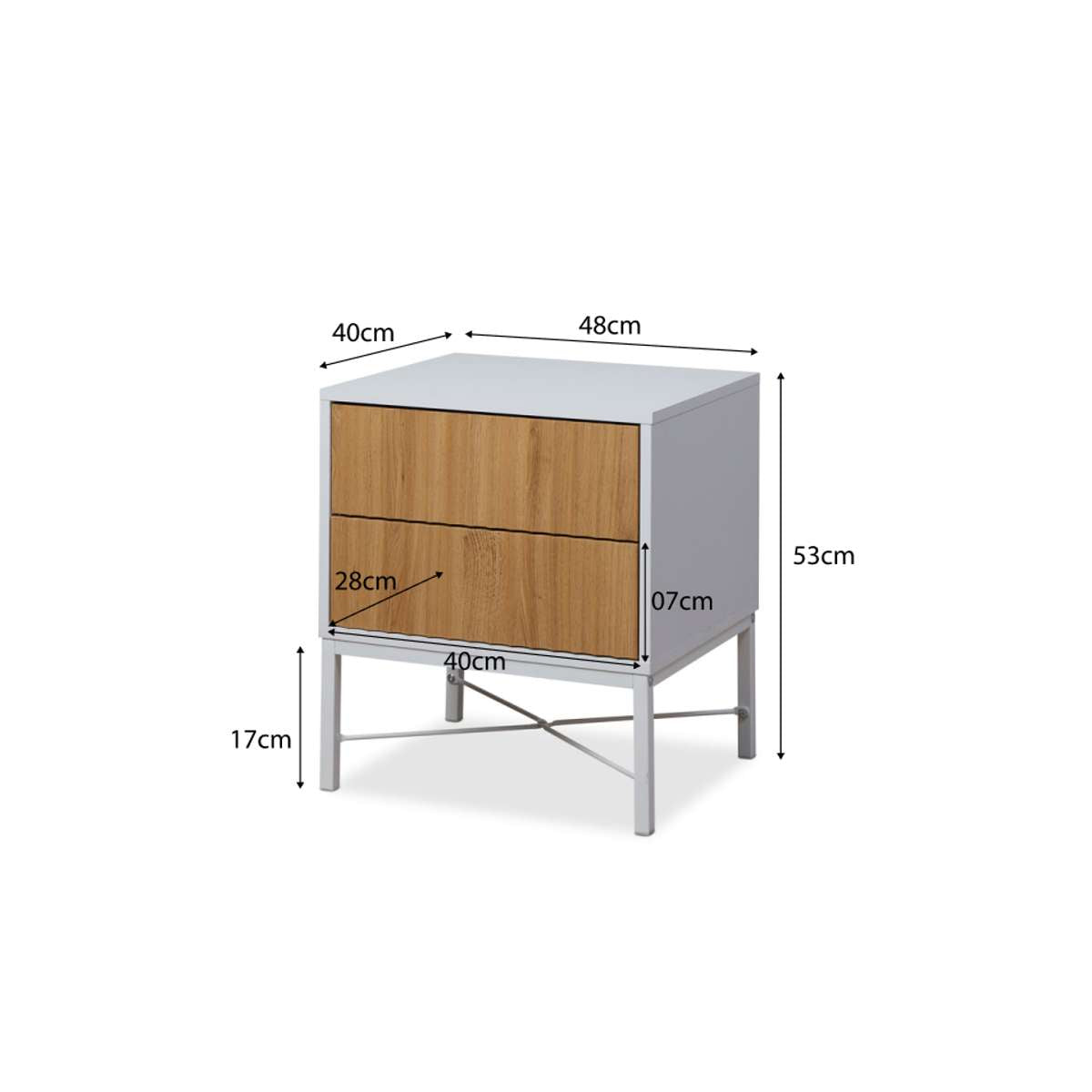 Modern White/Natural Wood Nyla Bedside Table - Nightstand with Storage for Bedroom, Living Room & Office - Compact & Stylish Furniture for Small Spaces