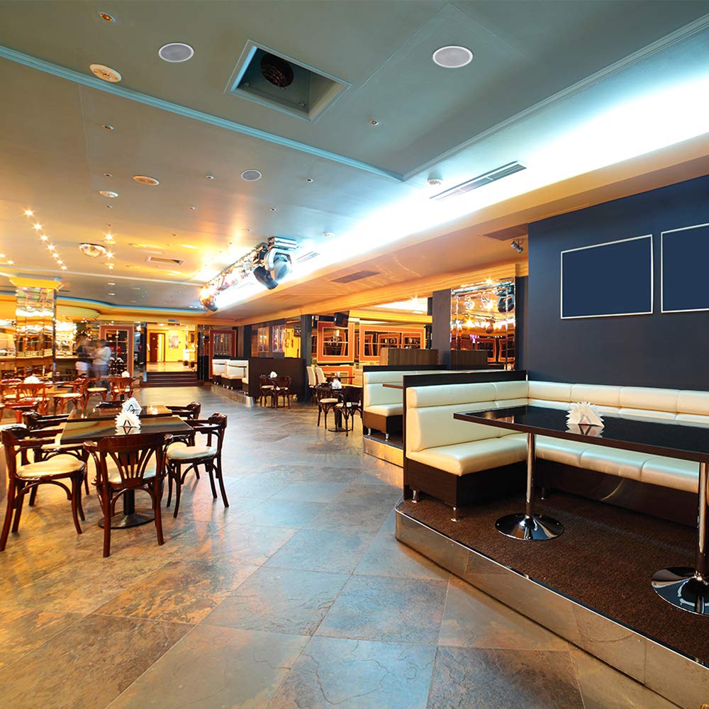 Power Dynamics Multi Zone Ceiling Speaker System Kit - Bluetooth Enabled Amplifier with 4x 6.5 Inch Speakers & 2-Zone Independent Wall Volume Controls | Commercial Background Music Solution for Restaurants, Retail Stores & Office Buildings | CSPB6